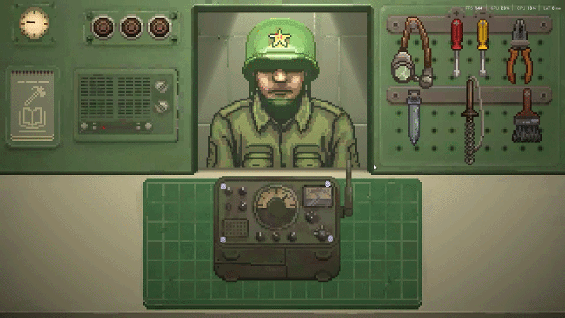 Inspecting a field radio with a magnifier