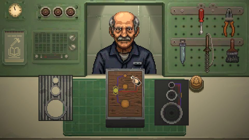 A civilian customer with a device