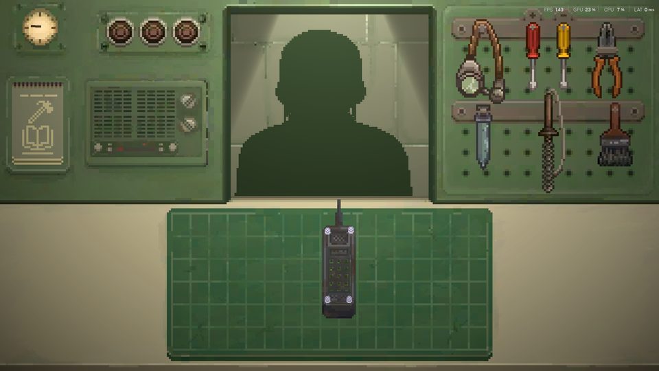 A silhouetted soldier approaches the counter